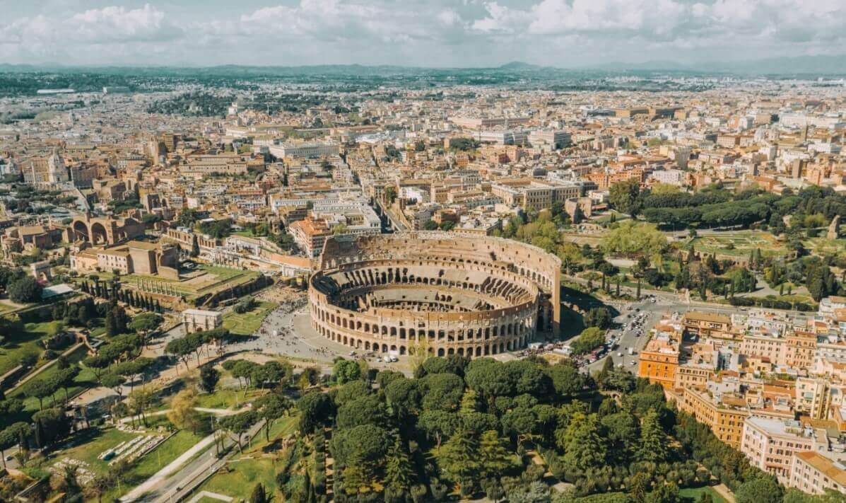 Colosseum aerial view Rome