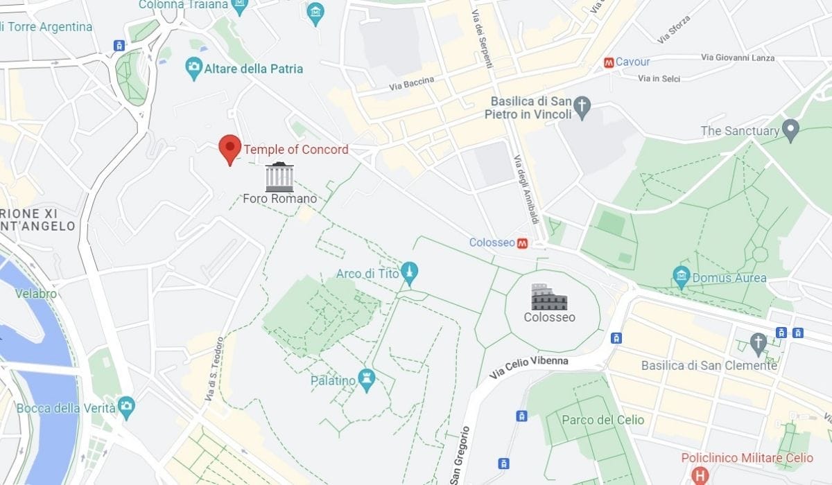 The Temple of Concord map